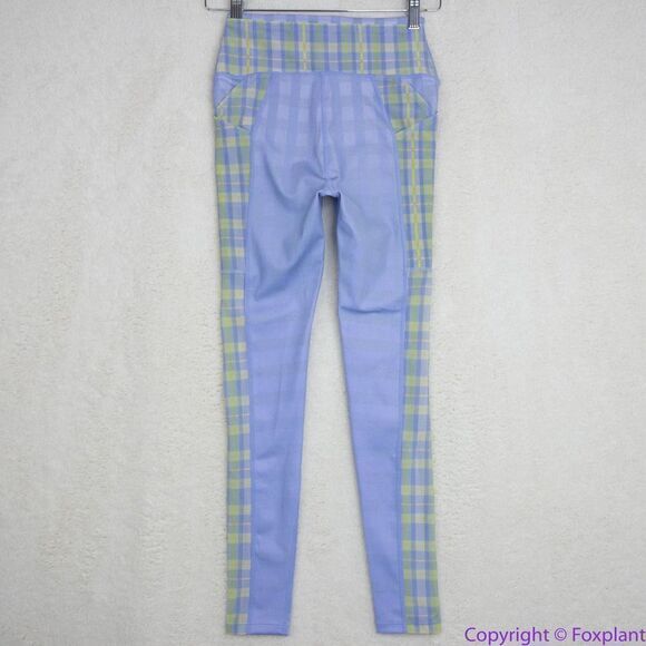NEW Free People Movement Plaid Leggings in “Bluebell Combo”, XS - Picture 7 of 16